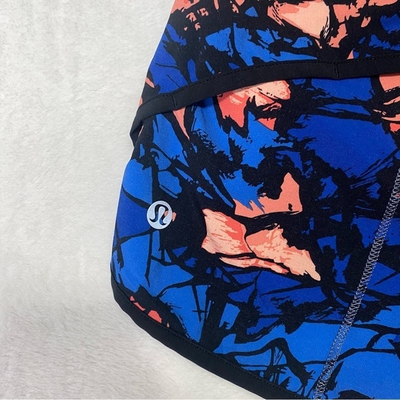 Lululemon Speed Short (H2O) Paint Storm Harbor Blue / Coral / Black Sz 4 - Picture 8 of 13
